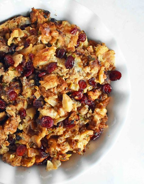 Cranberry Stuffing Recipes Thanksgiving, Apple Sausage Stuffing, Cranberry Sausage, Darius Cooks, Stuffing Sausage, Thanksgiving Thoughts, Cranberry Stuffing, Sausage Stuffing Recipe, Fresh Herb Recipes