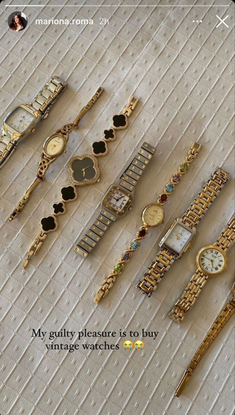 Vintage Gold Watch Women, Old Money Watches Women, Old Money Jewellery, Vintage Watch Aesthetic, Vintage Gold Watches, Old Money Jewelry, Vintage Gold Watch, Dope Jewelry Accessories, Fancy Watches