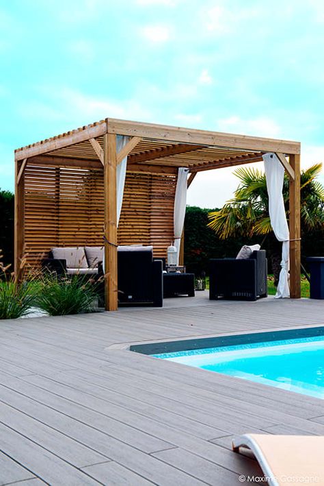 Moderne Pools, Cheap Landscaping Ideas, P Design, Wooden Gazebo, Modern Pergola, Wood Pergola, Pergola Design, Wooden Pergola, Backyard Pergola