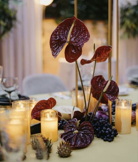 Sogetsu Ikebana, Marsala Wedding, Moody Wedding, Dinner Decoration, Flower Therapy, Wedding Table Settings, Wedding Mood Board, Fall Centerpiece, Wedding Mood