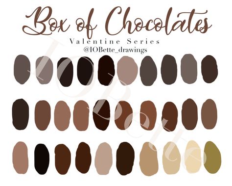 Valentine Series. Procreate custom color palettes Chocolate Color Palette, Fallen Series, Colors Inspiration, Ipad Procreate, Box Of Chocolates, Halloween Series, Palette Color, Chocolate Color, Dark Academia Aesthetic