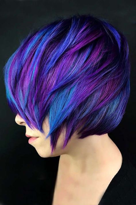 We have gathered here all the trendiest and gorgeous blue hair color ideas inspired by flowers; we hope that you will enjoy and will find something that will come to your taste! #haircolor #bluehair #blueflowers Purple And Blue Hair, Blue Purple Hair, Epic Hair, Medium Haircuts, Galaxy Hair, Bright Hair Colors, Hair Color Purple, Bright Hair, Funky Hairstyles