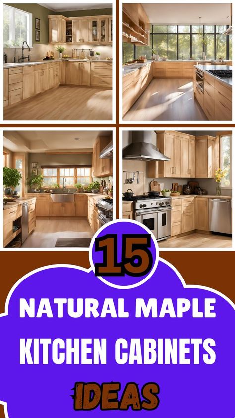 Natural Maple Shaker Kitchen Cabinets, Kitchen Black Hardware Wood Cabinets, Farmhouse Kitchen Maple Cabinets, Spalted Maple Cabinets, Maple Kitchen Cabinets With Black Hardware, Two Tone Maple Kitchen Cabinets, Maple Cupboards Kitchen, Magnolia Kitchen Cabinets, Kitchen Backsplash Ideas Maple Cabinets