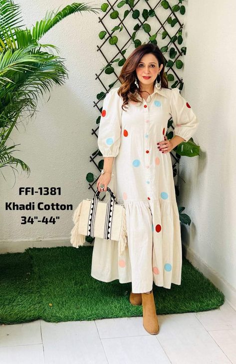 Cotton Long Frocks, Hand Block Printed Suits, Printed Kurti Designs, Clothes To Make, Block Printed Suits, Stylish Kurtis Design, Cotton Wrap Dress, Cotton Frocks, Long Frock