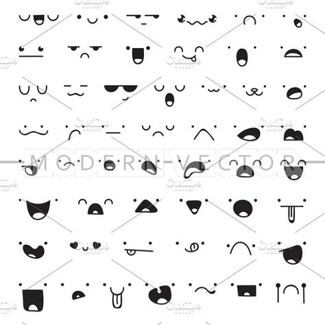 Set 50 different doodle emotions by Modern vector  #graphics #graphicdesign #graphicobjects Doodle Emotions, Arte Doodle, Doodle Characters, Kawaii Faces, Easy Doodle Art, Drawing Expressions, Cartoon Faces, Mini Drawings, Bullet Journal Doodles