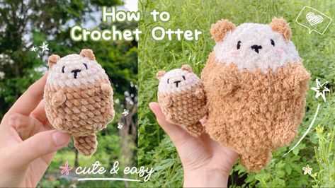 #crochet #otter #beginner #tutorial #freepatternamigurumi free pattern #crochetideas #animals #diy Otter Keychain, Otter Crochet, Crochet Otter, Otter Cute, Fast Crochet, Easy Crochet Animals, Halloween Crochet Patterns, Amigurumi Tutorial, Modern Crochet