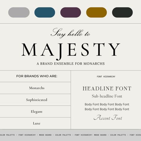 Font Hierarchy, Royal Colors Palette, Real Estate Marketing Strategy, Colorful Wardrobe, Brand Archetypes, Yoga Logo, Visual Hierarchy, Luxury Branding Design, Royal Colors