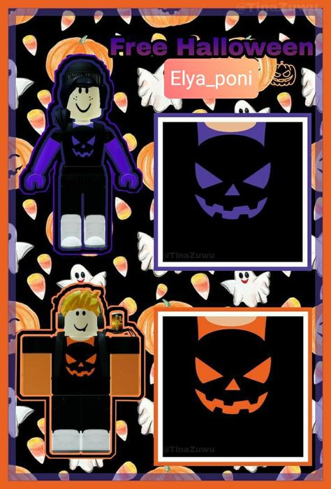 Roblox Halloween, Roblox Tshirt, Cute White Shirts, Shirts Roblox, Cute Tshirt Designs, Roblox Aesthetic, Halloween Purple, Free Avatars, Outfits Roblox