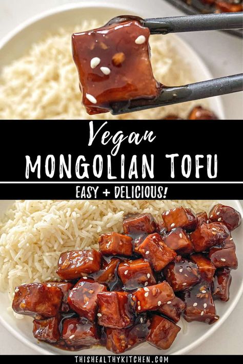 Mongolian Tofu [Oil Free] Mongolian Tofu Recipe, Mongolian Tofu, Mabo Tofu, Mongolian Sauce, Ways To Cook Tofu, Tofu Recipes Healthy, Tofu Recipes Easy, Homemade Tofu, Tofu Recipes Vegan