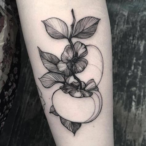 Persimmon Photography, Persimmon Tattoo, American Persimmon, Skin Doodles, Japanese Persimmon, Asian Tattoos, Botanical Tattoo, Ankle Tattoo, Custom Tattoo