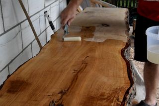 Bark Edge Oaken Table - Very Easy and Cool Looking : 8 Steps (with Pictures) - Instructables Live Edge Counter, Electric Sander, Bark Edge, Epoxy Resin Table, Solid Wood Table, Live Edge Table, Long Table, Room Planning, Resin Table