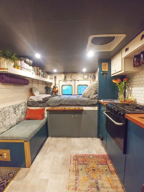 Woman Living in Her Off-Grid Ambulance Camper Conversion Living Off Grid In A Camper, Ambulance To Rv Conversion, Ambulance Conversion Ideas, Tiny Camper Interior Layout, Box Van Conversion Campers, Renovated Ambulance, Converted Ambulance Camper Van, Tiny Camper Living, Ambulance Conversion Campers