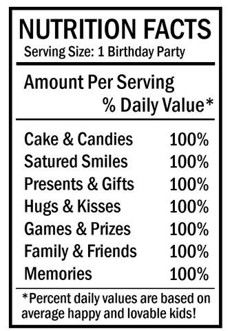 Chip Bag Nutrition Facts Birthday, Birthday Nutrition Facts Label Free, Birthday Nutrition Facts Label, Nutrition Facts Design Cute, Personalized Chip Bags, Nutrition Facts Design, Birthday Facts, Custom Chip Bags, Chips Bags