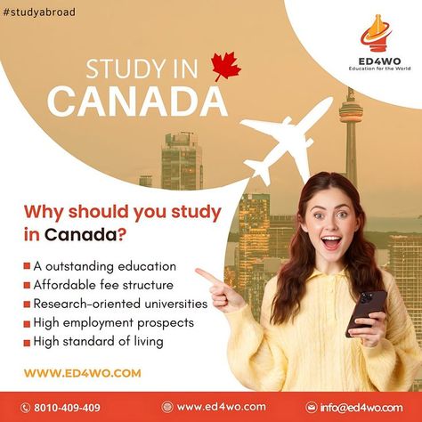 Canada is a popular destination for Indian students🍁 Study In Canada, Education Poster Design, Digital Marketing Quotes, Visa Canada, Graphic Design Books, Happy Janmashtami, Cover Art Design, Tuition Fees, Go Off