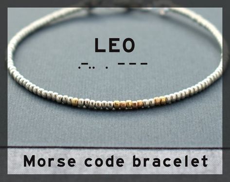 Leo Gifts, Morse Bracelet, Horoscope Bracelet, Bracelet Morse Code, Leo Jewelry, Diy Summer Crafts, Coded Message, Zodiac Bracelet, Birthday Bracelet