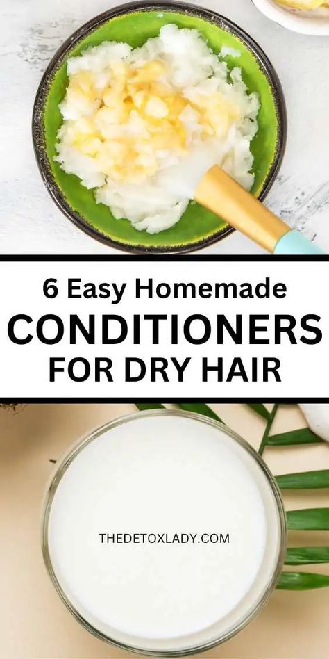 6 Natural Conditioners For Dry Hair - The Detox Lady Diy Hair Detox Recipes, Diy Conditioner For Dry Hair, Diy Conditioner For Curly Hair, Hair Conditioner At Home, Homemade Conditioner, Diy Conditioner, Natural Hair Growth Remedies, Hair Conditioning, Hair Detox