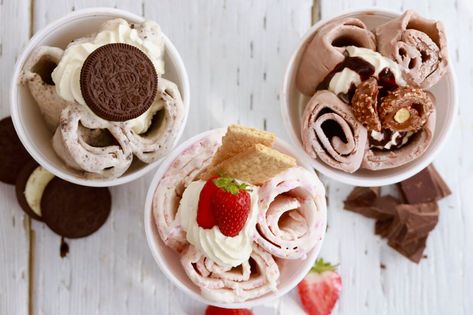 Rolled Ice Cream At Home, Rolled Ice Cream, Easy Homemade Ice Cream, Pint Of Ice Cream, Bigger Bolder Baking, Fried Ice Cream, Ice Cream At Home, Homemade Ice Cream Recipes, Ice Cream Machine