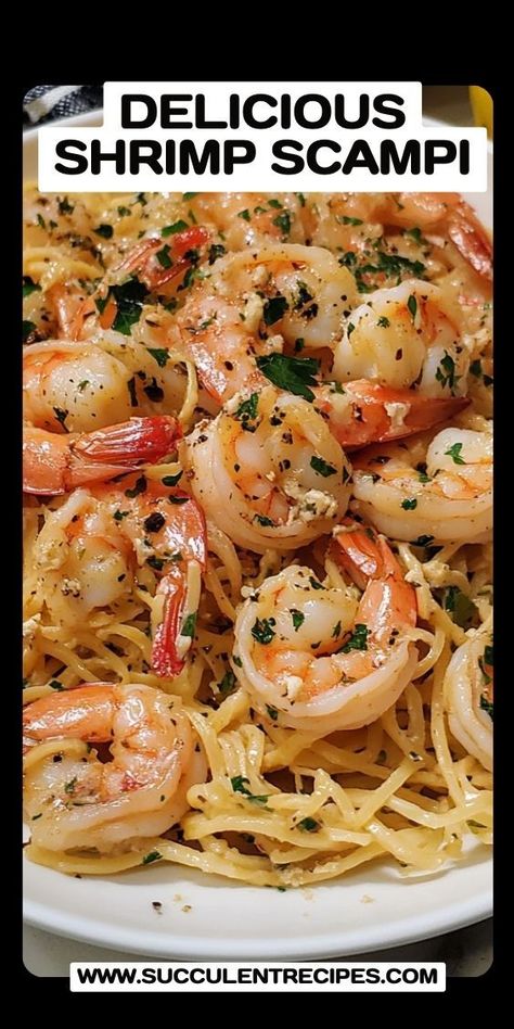 Make dinner easy with this One-Pot Shrimp Scampi Pasta! A mouthwatering combination of shrimp, garlic, butter, and linguine—all cooked in one pan for minimal cleanup. Linguine Shrimp Scampi, Shrimp Scampi Pasta Recipes Linguine, Shrimp Scampi And Linguine Recipe, Shrimp Scampi With Angel Hair Pasta, Lemon Shrimp Linguine Recipe, Scallop Scampi Pasta, Shrimp Linguine Recipe Easy, Shrimp Scampi Recipe Pasta, Pasta With Shrimp Recipes