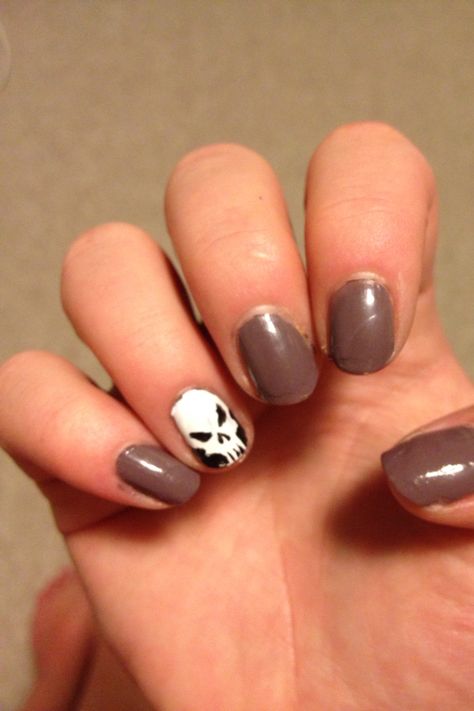 First attempt at punisher nails XD Punisher Skull, Skull Nails, Nails