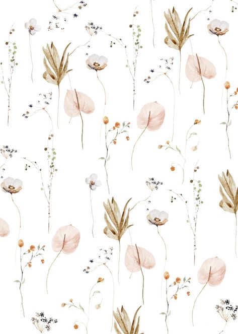 Modern Neutral Floral Wallpaper. Neutral Colors. Peel and | Etsy Wallpaper Neutral Colors, Neutral Floral Wallpaper, Modern Ikebana, Wallpaper Neutral, Neutral Wallpaper, Paint Brands, Watercolor Wallpaper, 背景 シンプル, Peel Stick Wallpaper