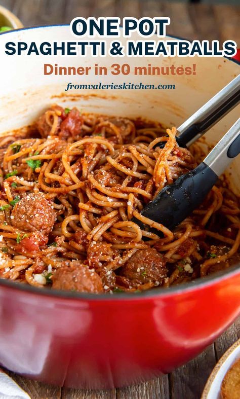 Spaghetti And Frozen Meatballs, Spagetti And Meatball Recipe, Frozen Italian Meatballs, Spaghetti Meatball Recipes, Frozen Meatball Recipes, Baked Spaghetti And Meatballs, Spaghetti Recipes Easy, One Pot Spaghetti, Meatball Dinner