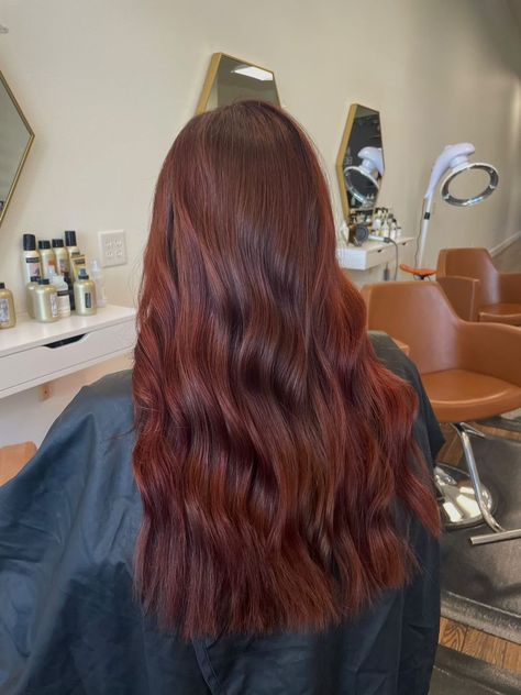 Dark Copper Hair Color Burgundy, Mixing Red And Brown Hair Dye, Cherry Red Hair With Shadow Root, Brown Hair With Hints Of Red, Medium Brown Hair With Red Tint, Level 6 Red Hair, Red Ish Brown Hair Color, Brown Roots Red Hair, Red Dye On Brown Hair