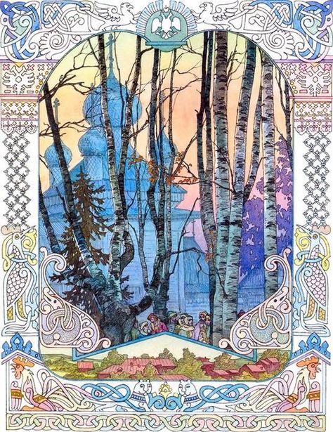 Russian fairytale vibes Ivan Bilibin, Slavic Folklore, Russian Folk Art, Fairytale Illustration, Russian Folk, Fairytale Art, Russian Artists, Russian Art, Arte Popular