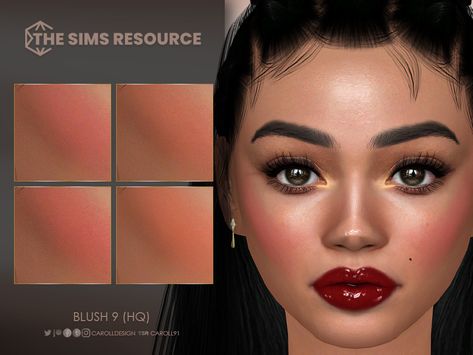 Sims Resource Makeup, Mod Makeup, Cc Makeup, Makeup Christmas, Makeup Cc, Sims 4 Cc Makeup, Red Blush, Lighter Skin, Makeup Bronzer