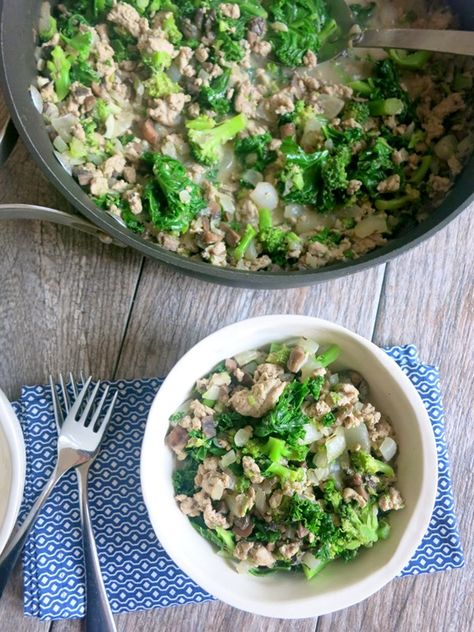 Turkey and Kale Skillet Recipe | Peanut Butter Fingers Kale And Ground Turkey, Turkey And Kale Meatballs, Turkey Kale Soup Healthy, Ground Turkey Kale Soup, Turkey Kale Sweet Potato Skillet, Sweet Potato Skillet Recipes, Kale Vegetable, Sweet Potato Skillet, Healthy Ground Turkey