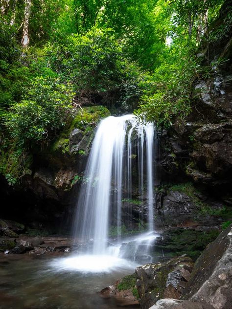 Waterfalls: Grotto Falls in the Smoky Mountains Grotto Falls, Smoky Mountain Waterfalls, Laurel Falls, Cascade Falls, Indian Creek, Rainbow Falls, Great Smoky Mountains National Park, Smoky Mountain National Park, Swimming Holes