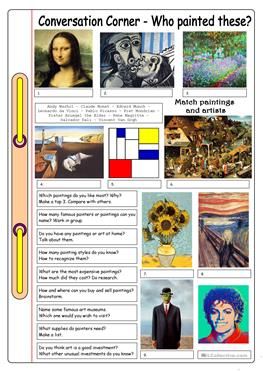 Photos Of Paintings, Conversation Corner, Art History Timeline, Corner Art, Art Handouts, Art History Lessons, Conversation Questions, History Worksheets, Istoria Artei