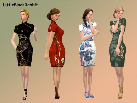 The Sims Resource - Qipao/Cheongsam by littleBlackRabbit Body Hugging Dress, Qipao Cheongsam, Sims Community, Sims 4 Cc, The Sims Resource, Sims Resource, The Sims 4, Sims Cc, Cheongsam