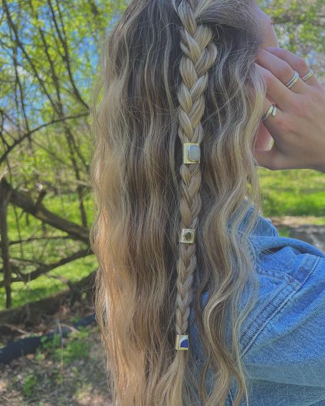 Hair cuffs coming soon… #sterlingsilverjewelry #sterlingsilver #squidsjewelry #hairaccessories Cuff Hairstyle, Hair Cuffs Braids, Hair Cuffs Hairstyles, Hairstyles For Flat Hair, Hair Cut Lengths, Artsy Hair, Garden Formal, Hair Cuff, Hair Cuffs