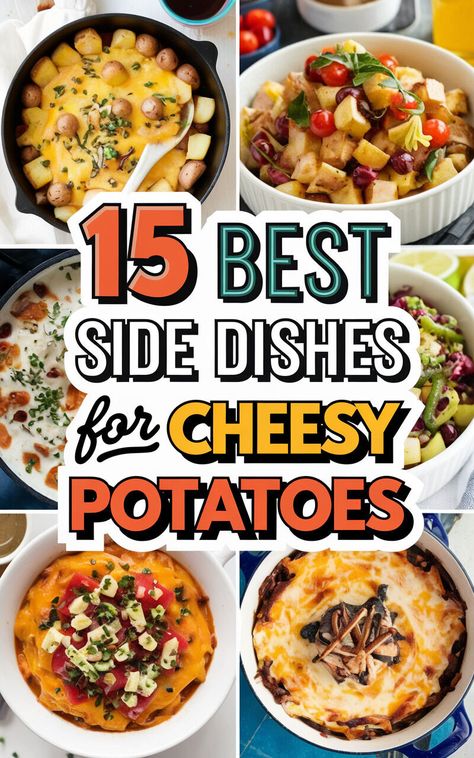 15 Mouthwatering Side Dishes to Serve With Cheesy Potatoes! 🧀🥔 #cheesypotatoes #sidedishes #yum Small Side Dishes Easy, Pot Luck Sides, Potato Sides Dishes, Dinner Sides Dishes, Good Side Dishes, Amazing Side Dishes, Garlic Parmesan Roasted Potatoes, Bacon Wrapped Potatoes, Potato Side Dishes Easy