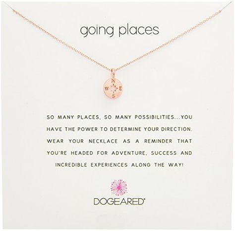 Amazon.com: Dogeared "Going Places" Compass Disc Gold Dipped Chain Necklace, 18": Dogeared: Jewelry Charms Meaning, Names For Women, Gold Compass Necklace, Rose Gold Chain Necklace, Luxury Brand Names, Floating Diamond Necklace, Rose Gold Gifts, Gift Ideas For Best Friend, Diamond Choker Necklace