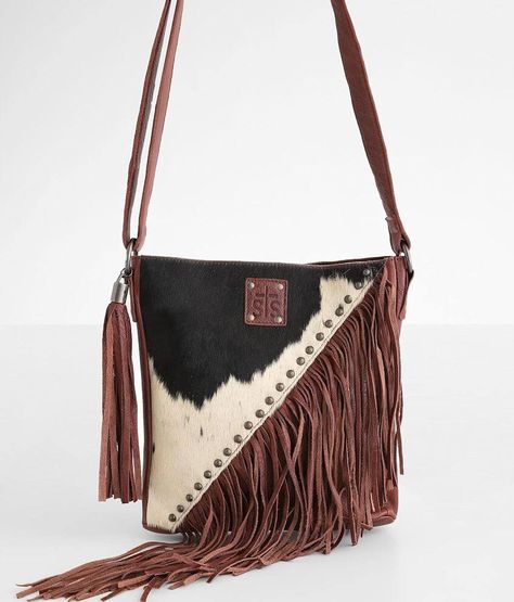 Western Crossbody Purse, Western Bags Purses, Hand Bags Ideas, Leather Purse Pattern, Purse With Fringe, Western Bag, Cowgirl Accessories, Cowhide Purse, Fur Purse