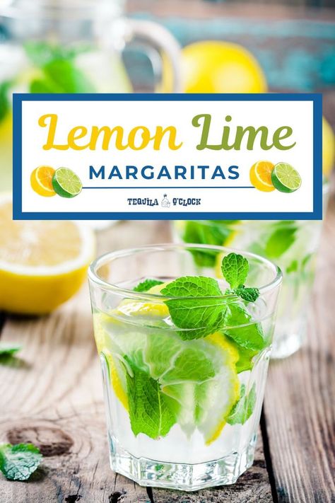 a lemon lime margarita in a margarita glass with a lemon wedge and mint over ice Lemon Lime Margarita, Margarita Pitcher, Lime Margarita Recipe, Lime Margarita, Best Cocktail Recipes, Margarita Recipe, Margarita Recipes, Double Up, Fun Cocktails