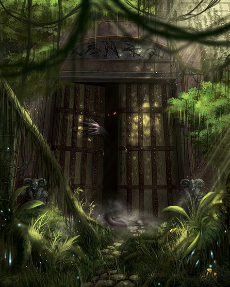 ArtStation - Forest Dungeon Entrance , Nyctoinc Illustrations Adventure Prompts, Dungeon Entrance, Iron Sights, Avatar Fan Art, Location Inspiration, The Kings, Landscape Scenery, Creepy Art, Fantasy Rpg