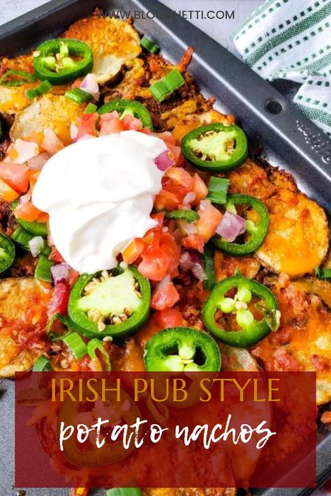 Savoury Finger Food, Nacho Toppings, Crispy Baked Potatoes, Roasted Potato Wedges, Potato Nachos, Crowd Pleasing Appetizers, Pasta Dinner Recipes, Crispy Potatoes, Irish Pub