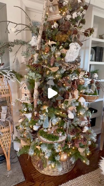 Ann Ludwig Scanlon on Instagram: "Welcome to Santas Woodland Cabin.  We are celebrating my Grandaughters first birthday the Theme is Winter ONEderland.  So we are making the library a woodland wonterland first the tree.  What do think? #woodlandtree #christmastree #christmas #christmasdecor #woodlandchristmastree #woodlandchristmas" Christmas Woodland Theme, Woodland Critter Christmas, Woodland Cabin, Woodland Christmas Tree, Christmas Woodland, Winter Onederland, Woodland Christmas, Woodland Theme, The Library