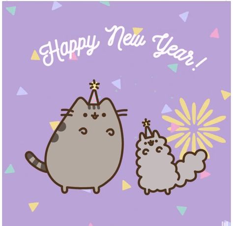 Happy new year from Pusheen and friends! Happy New Year Cat, Pusheen Christmas, Pusheen Stormy, Pusheen Wallpaper, Pusheen Stuff, Cute Pusheen, Pusheen Love, Pusheen Cute, Pusheen The Cat