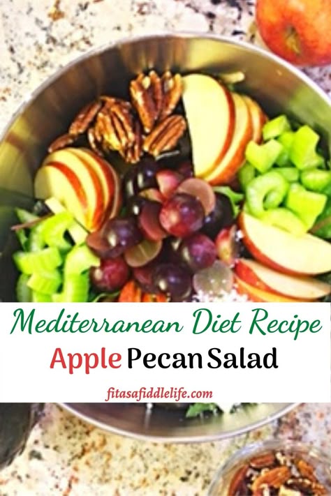 Mediterranean Apple Recipes, Nuts For Mediterranean Diet, Mederanian Salad, Feta Pecan Salad, Mediterranean Fruit Salad, Mediterranean Diet Apple Recipes, Medditeranean Salads, Salad With Pecans And Feta, Medditeranean Food Recipes