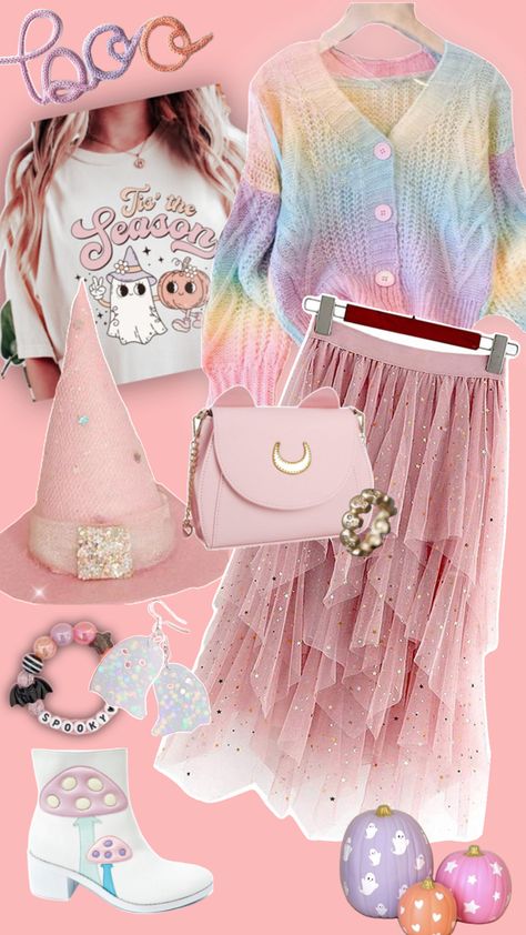 Pastel Halloween Clothing & Accessories Pastel Autumn Outfit, Pastel Witch Aesthetic Outfit, Pastel Witch Outfit, Pastel Witch Aesthetic, Fall Kawaii, Witch Aesthetic Outfit, Pastel Witch, Kawaii Outfits, Pastel Halloween