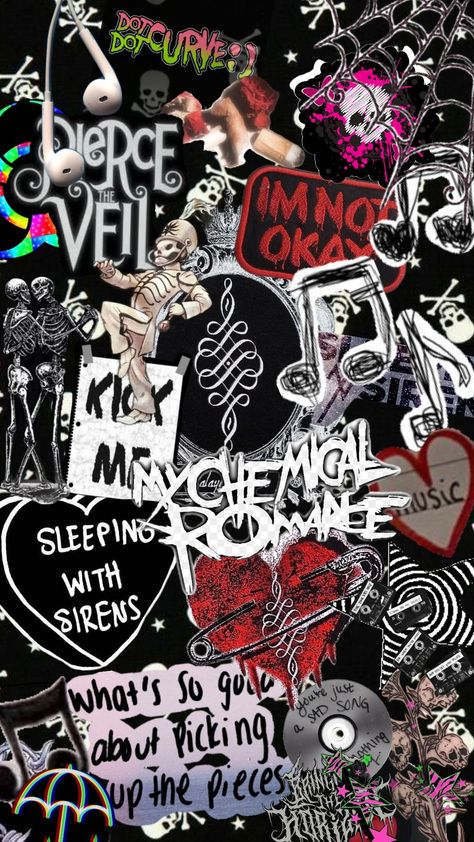 #emo #scene #emocore #emomusic #scenecore #scenemo #palayeroyale #mychemicalromance #mcr #piercetheveil #ptv #bmth #bringmethehorizon #dotdotcurve #aesthetic #emowallpaper #scenewallpaper #wallpaper Emo Nerd Aesthetic, Get Scared Band Wallpaper, Emo Band Wallpaper, Get Scared Wallpaper, Emo Bands Wallpaper, Aesthetic Emo Wallpaper, Band Wallpapers Aesthetic, Mcr Wallpaper Aesthetic, 2000s Emo Aesthetic Wallpaper