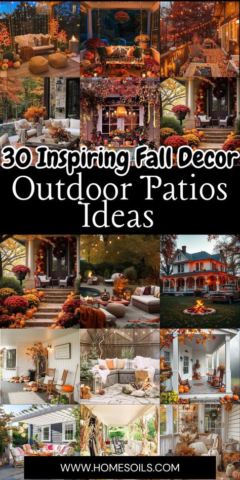 As the crisp autumn air settles in, it’s time to transform your outdoor patio into a cozy fall retreat. From warm color palettes to seasonal accents, these 30 fall decor ideas will help you create an inviting outdoor space that embraces the beauty of the season. Outdoor Fireplace Fall Decor, Fall Deck Decorating Ideas Cozy, Outdoor Patio Fall Decor, Decorating Outside For Fall, Fall Back Patio Decorating Ideas, Back Patio Fall Decorating Ideas, Patio Fall Decorating Ideas, Fall Patio Decorating Ideas Cozy, Fall Backyard Ideas