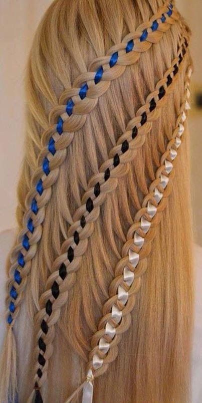 B) Different Types Of Braids, Braids Bohemian, Lace Braids, Waterfall Braids, Hair Styles For Long Hair, Ribbon Braids, Styles For Long Hair, Types Of Braids, Super Hair