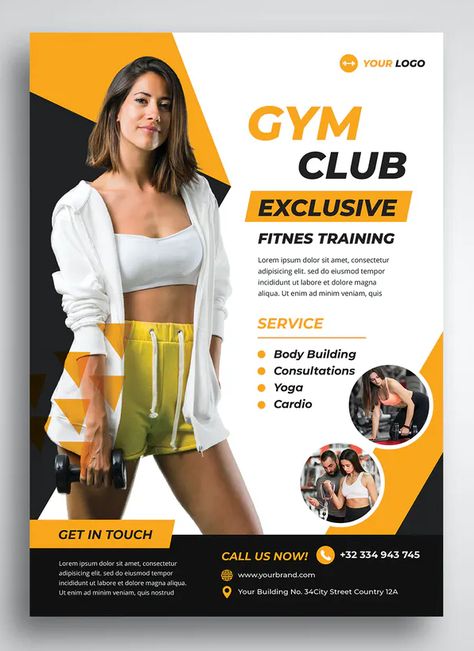 Gym Fitness Flyer Template PSD Gym Poster Design Creative, Gym Template Design, Fitness Flyer Design, Fitness Backgrounds, Fitness Poster, Brochure Food, Gym Banner, Thor Wallpaper, Gym Club