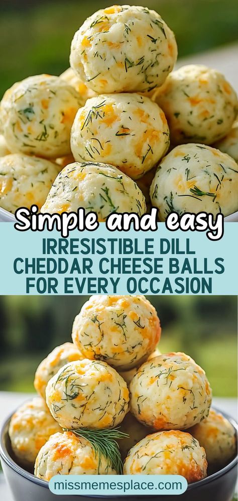 Elevate your snacking game with these delightful Dill Cheddar Cheese Balls! Perfect for parties, game day, or family gatherings, this easy recipe combines the creamy richness of cream cheese and cheddar with the refreshing zest of dill. Whip them up in no time with just a handful of ingredients, and watch your guests rave about these cheesy bites. Whether served cold or warm, they are guaranteed to be a hit! Get the full recipe and impress your friends with your culinary skills. Easy Cheese Balls 3 Ingredients, Cheddar Cheese Bites, Dill Cheese Ball, Cheeseball Recipes Easy Simple, Warm Snacks For Cold Days, Dill Pickle Cheese Ball, Cheddar Cheese Ball Recipes, Mini Cheeseballs, Cream Cheese Balls Recipe