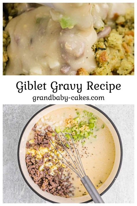 This made-from-scratch Giblet Gravy is an authentic southern classic that will turn you from a gravy enthusiast into an all-out addict! It’s a rich, savory, and flavor-filled recipe that will soon be a family favorite for the holidays. Goblet Gravy Without Giblets, Gilbert Gravy, Giblet Gravy With Cream Of Chicken Soup, Homemade Giblet Gravy, Southern Giblet Gravy With Egg, Goblet Gravy Recipe, Jiblet Gravy, How To Make Giblet Gravy, Giblets Gravy Recipe