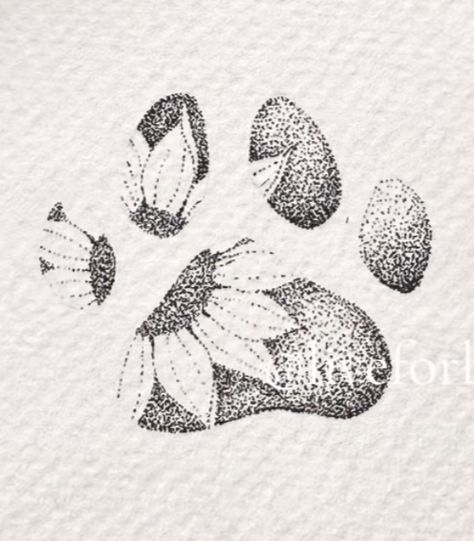 Dog Paw Sunflower Tattoo, Paw Print Daisy Tattoo, Cute Dog Tattoos, Cat Memorial Tattoo, Paw Illustration, Dog Pawprint Tattoo, Pet Memorial Tattoo, Paw Wallpaper, Dog Print Tattoo